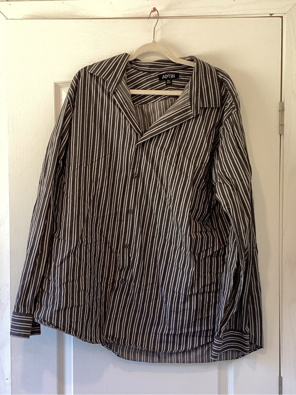 Apt. 9 Black and White Vertical Stripe Button-Down Shirt 2XL EUC